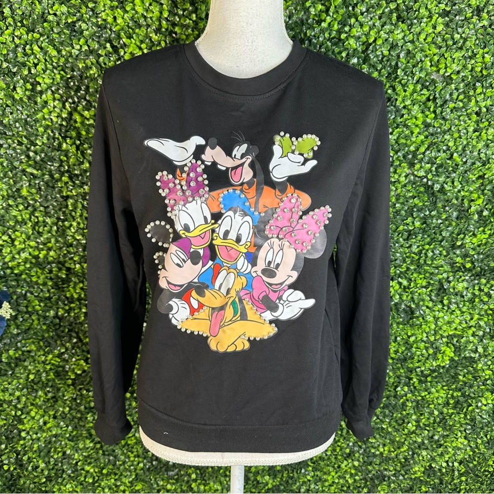 Nwt Black Disney Character Sweatshirt crew neck